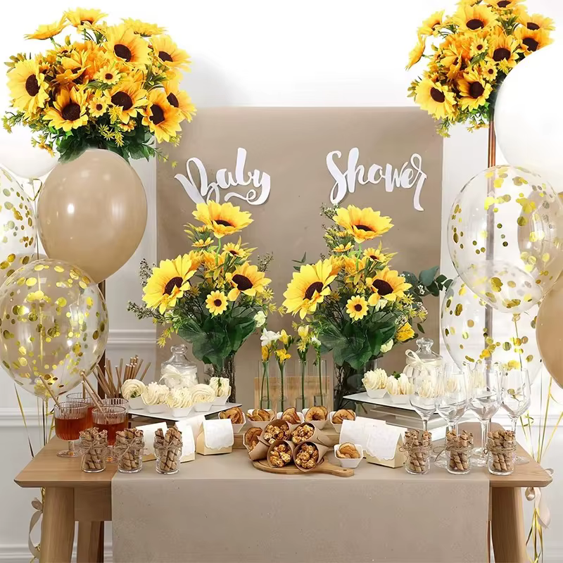 1 bouquet de 13 têtes de tournesols artificiels
