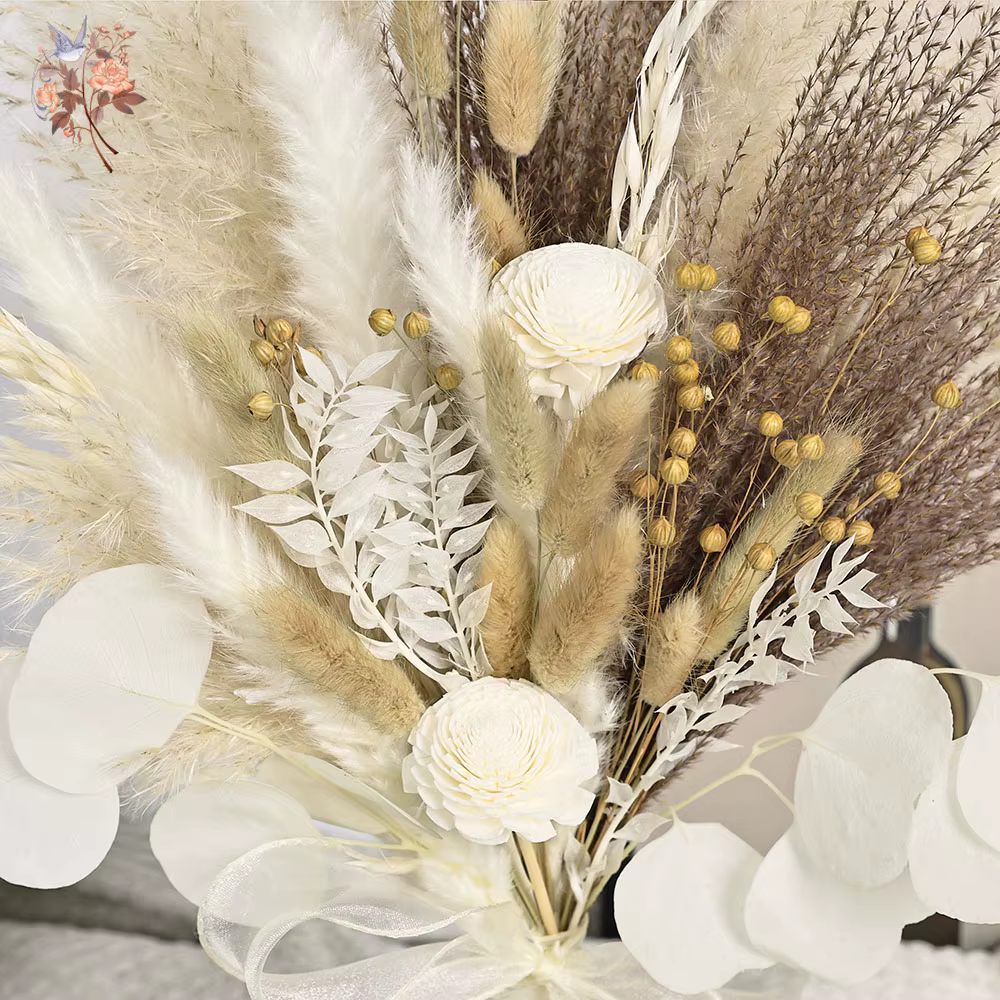 55 pièces nordique Boho maison fleurs séchées décor blanc Pampas herbe Mariage mariée