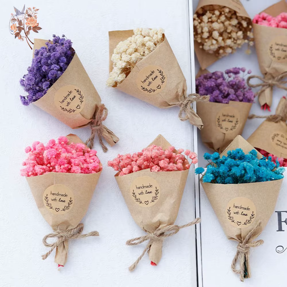 Fleurs séchées éternelles Gypsophila Mini Bouquet boîte-cadeau Souvenir mariage boutonnière Corsage véritable souffle de bébé décoration de voiture à la maison