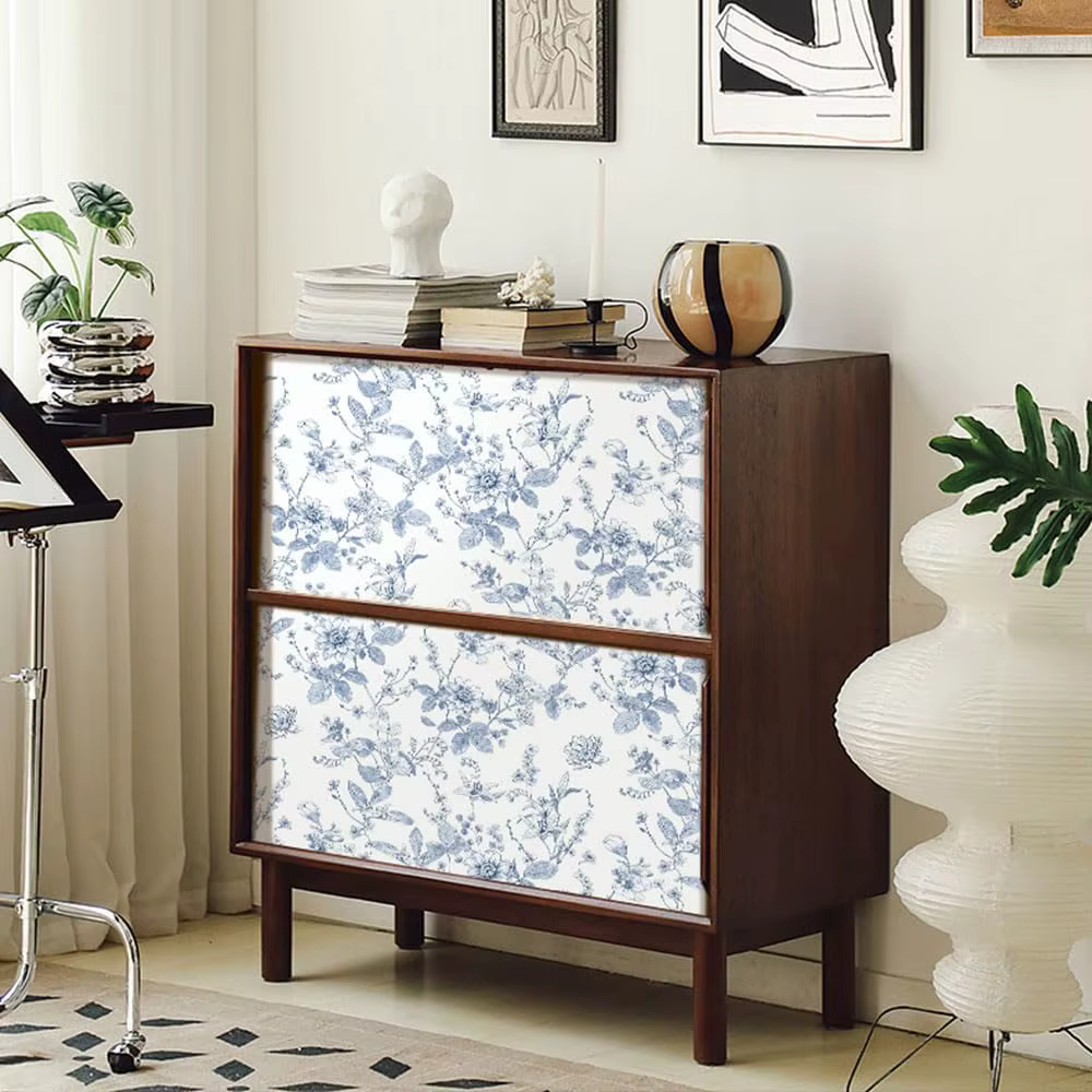 Papier peint auto-adhésif à fleurs bleues