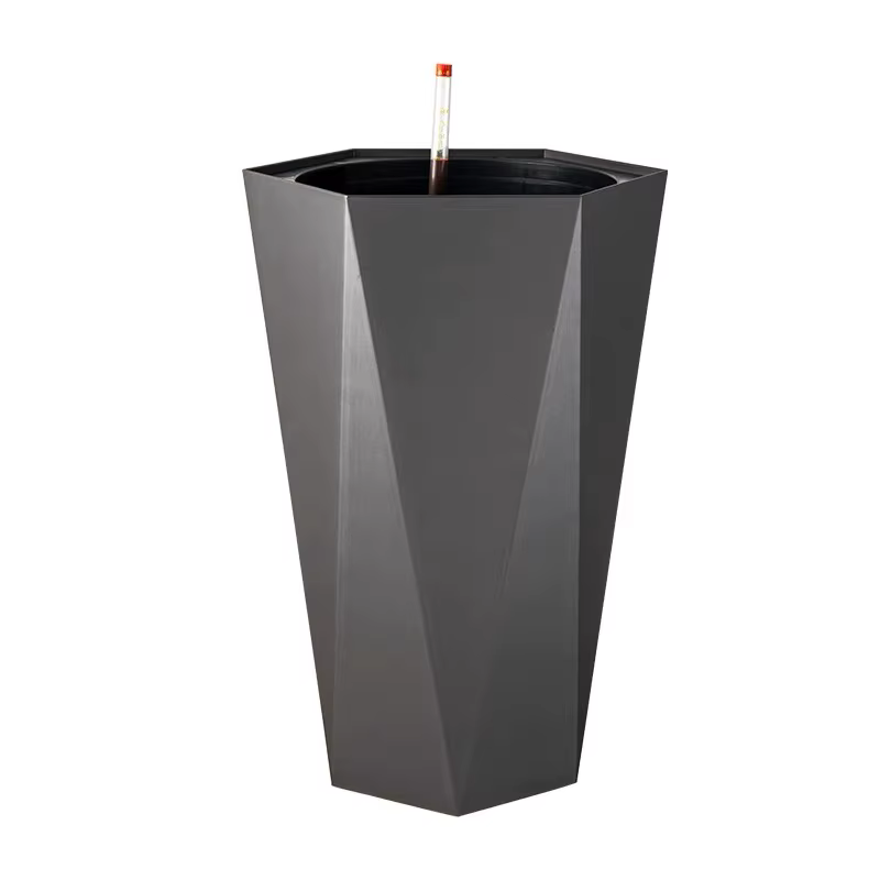 Grand pot de fleur rectangulaire en acier pour l'extérieur et l'intérieur