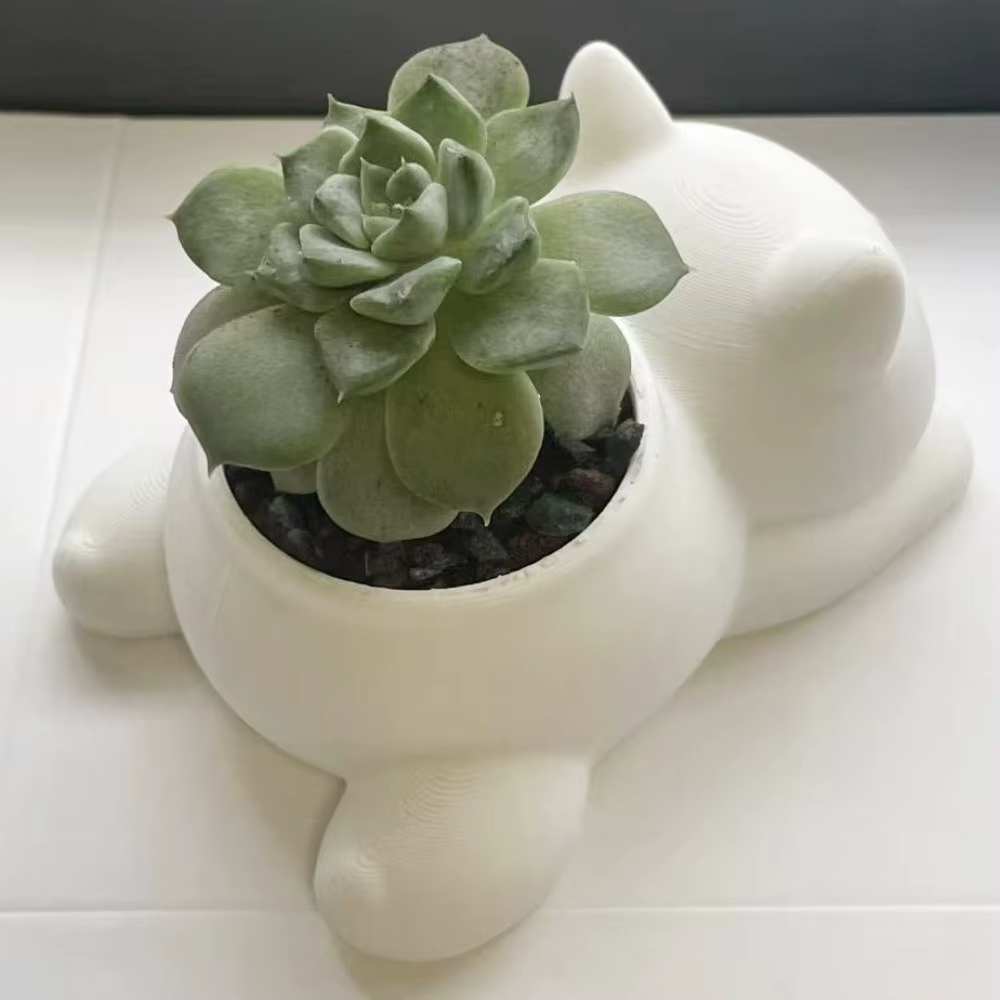 Pot de fleurs amusant imprimé en 3D en forme de chat