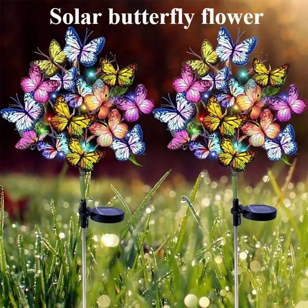 Lampe solaire au sol en forme de fleur de papillon