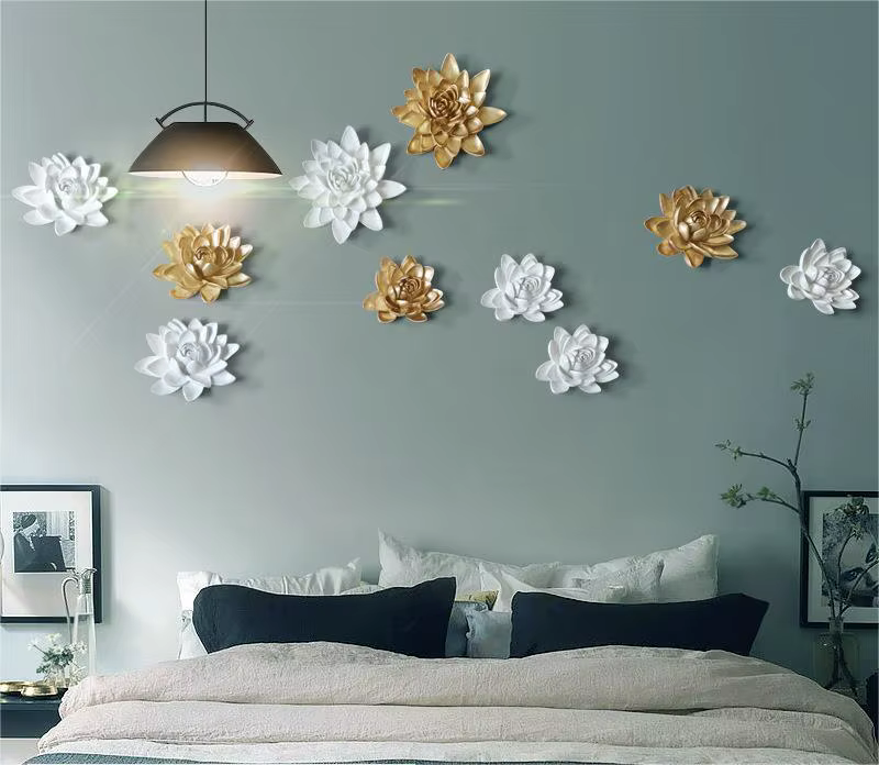Décoration murale de fleurs en résine 3D