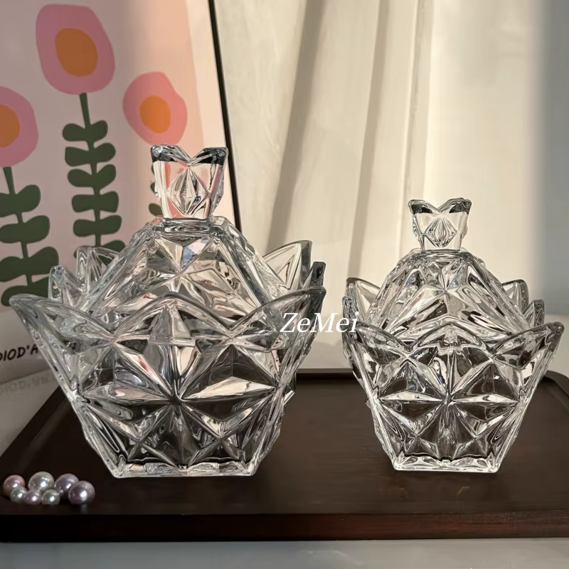 Pot à bonbons en verre de style européen en forme de diamant