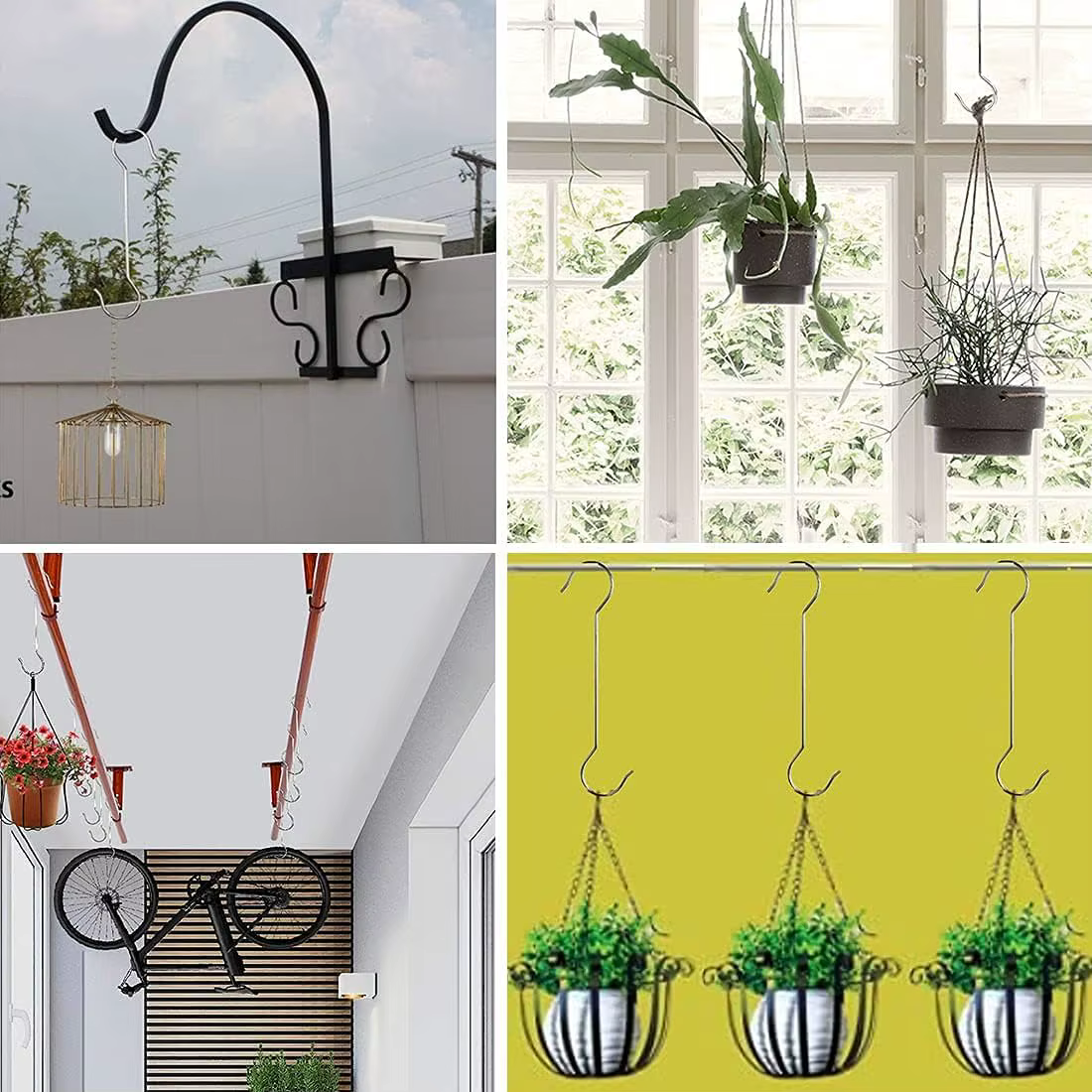 Lot de 6 crochets S extra larges et robustes pour plantes d'extérieur - pour paniers