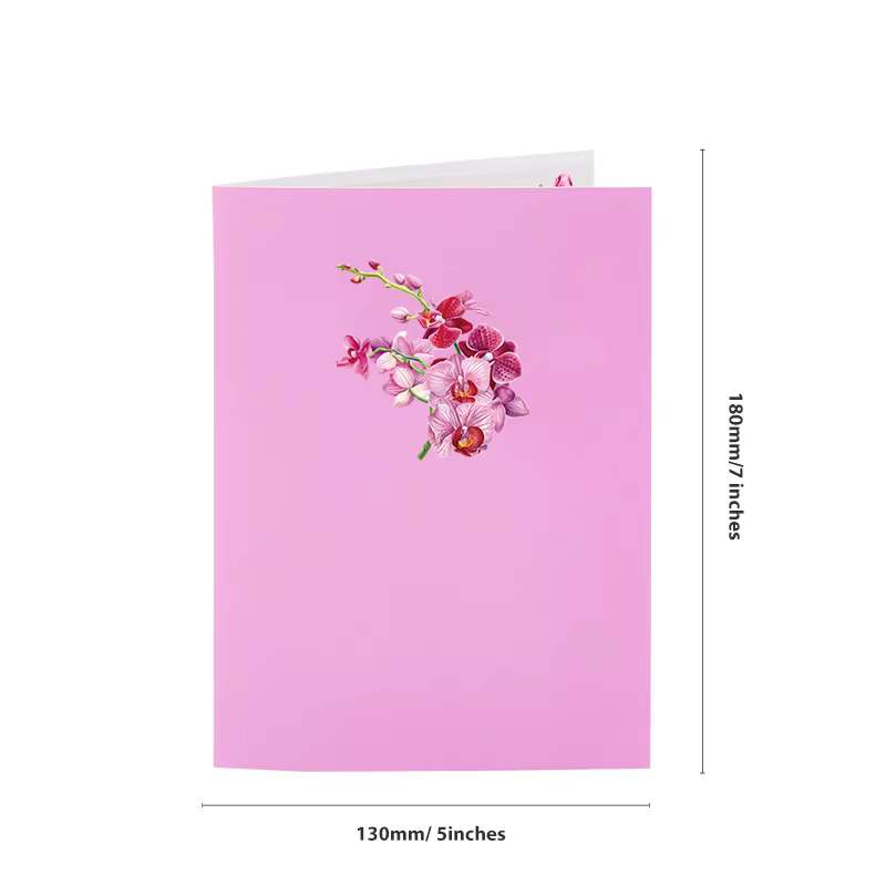 Cymbidium orchidées carte de voeux pop-up avec enveloppe fleurs