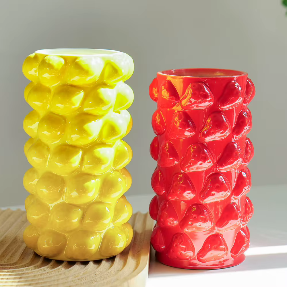Vase à fleurs en céramique en forme de fruit