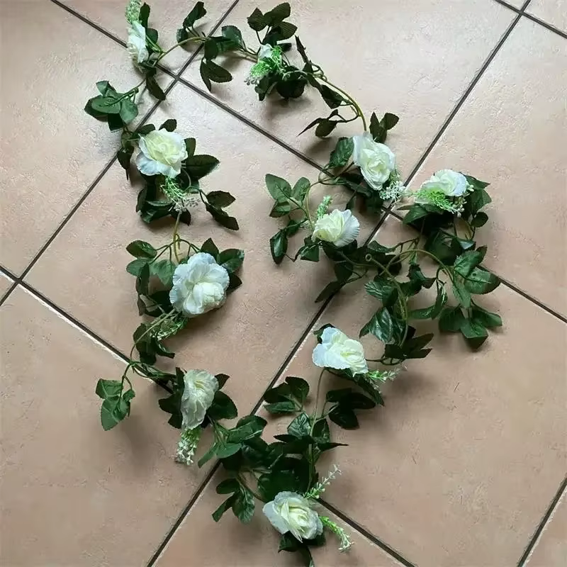 1 pièces 2.2M fleur blanche artificielle faux suspendus fausses plantes de vigne feuilles artificielles guirlande de fleurs décoration de mariage
