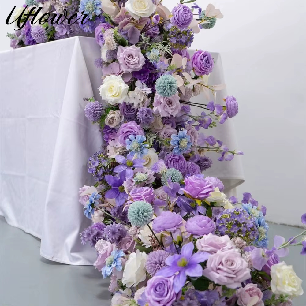 Uflower 200 cm luxe Rose fleur artificielle rangée Table pièce maîtresse mariage toile de fond fleurs mur Arches décor fête scène florale