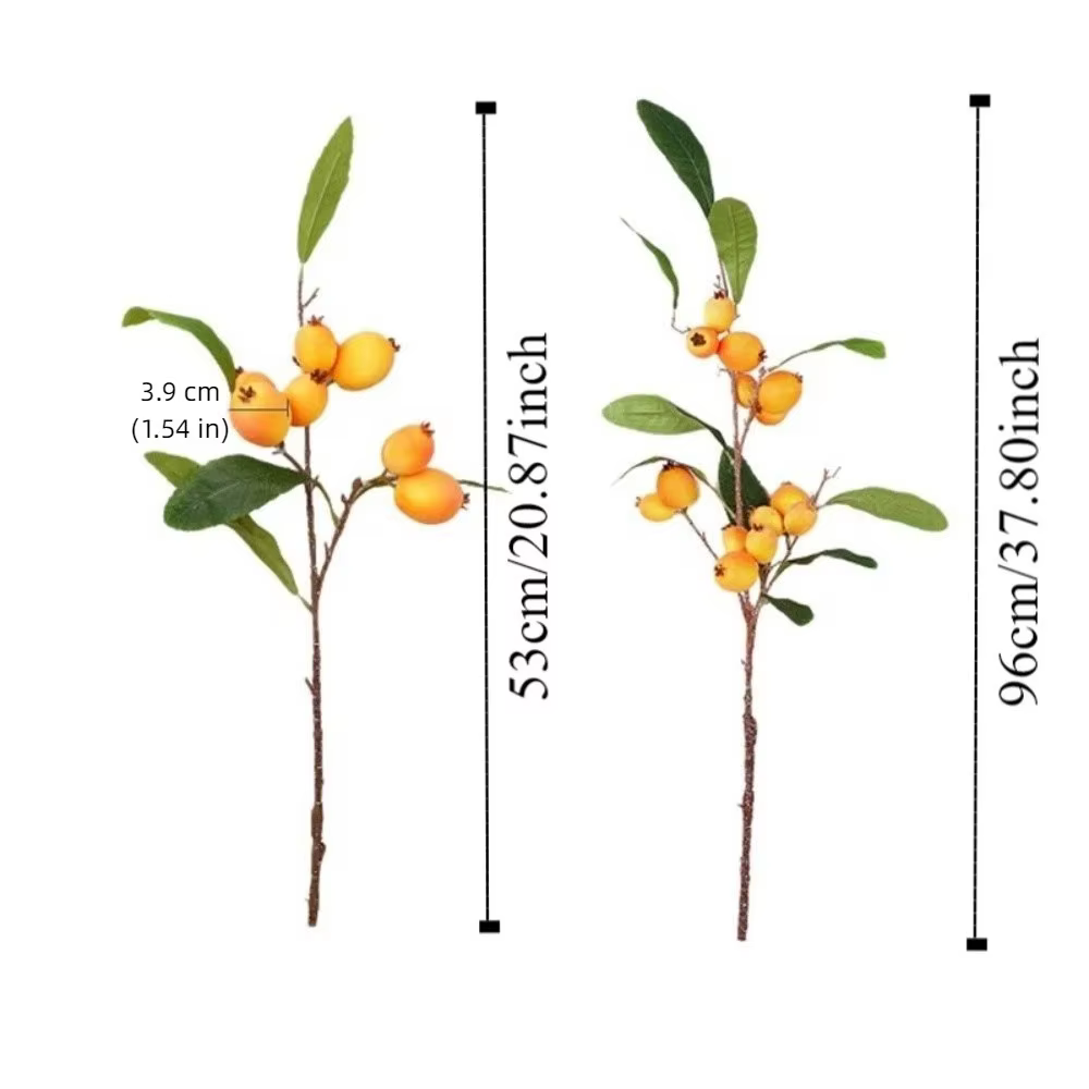 Branche de Loquat Artificielle à Feuilles Vertes