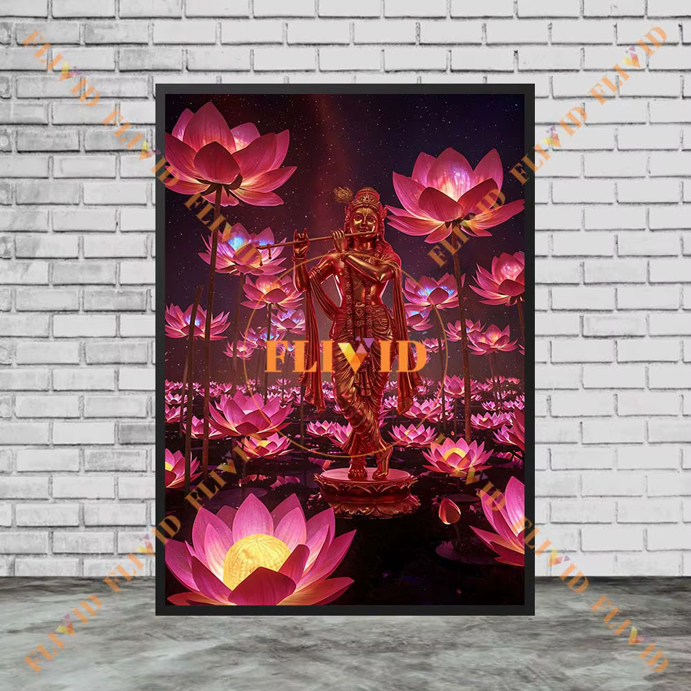 Affiche de fleurs de Lotus de la déesse hindouisme Lakshmi