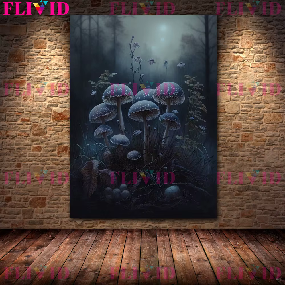 Peinture sur toile d'art mural floral botanique sombre