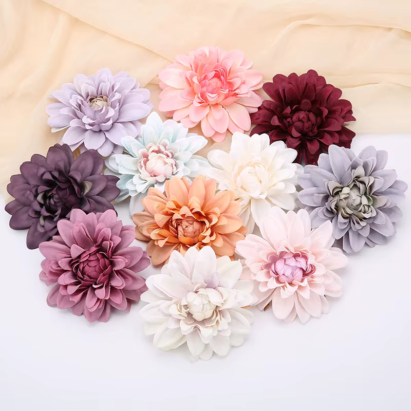 Têtes de fleurs artificielles Dahlia en soie