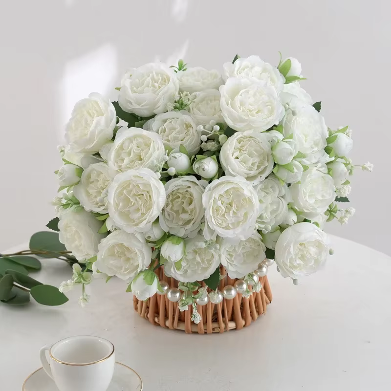 Bouquet de pivoines artificielles d'aloès vert
