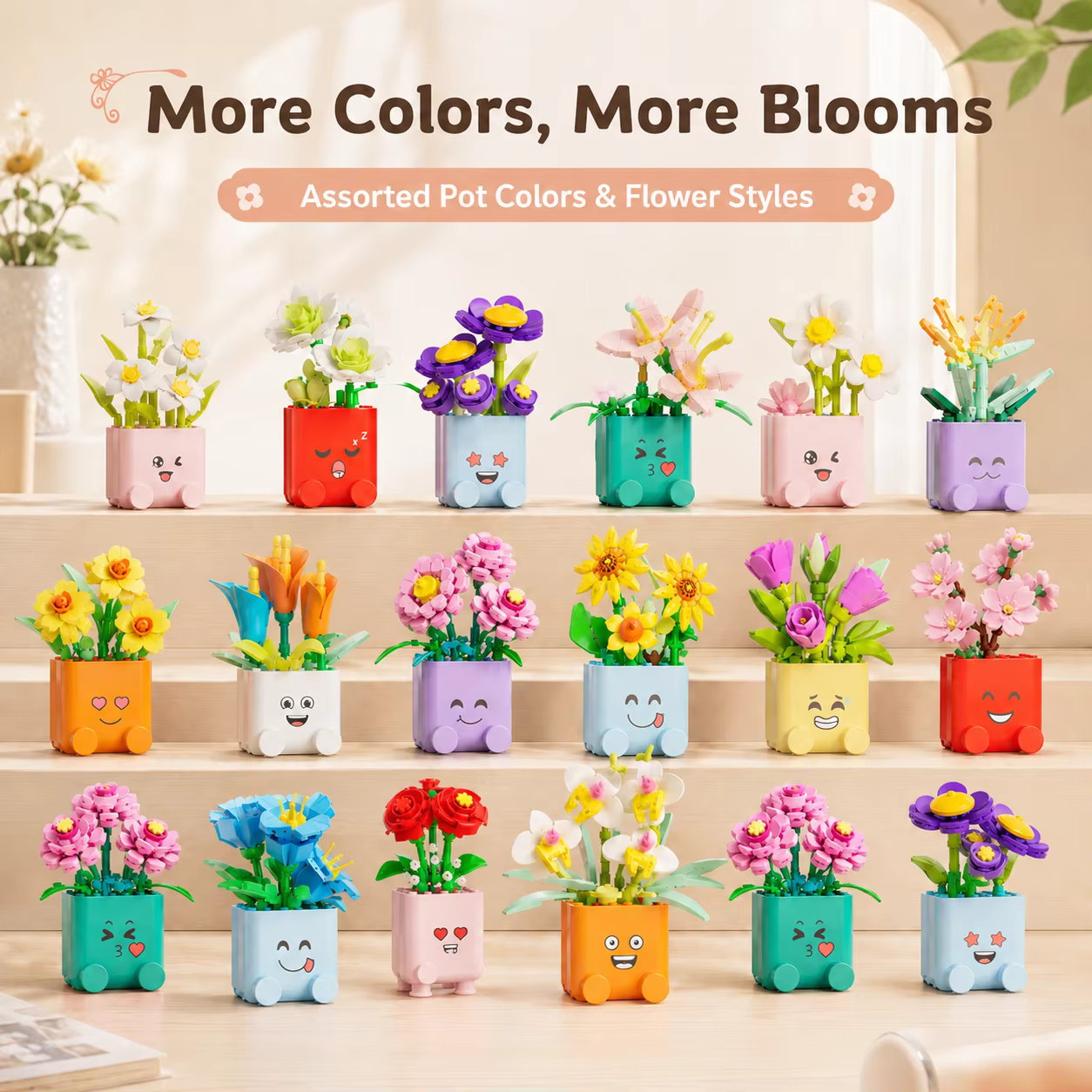Mini pots de fleurs en blocs de construction