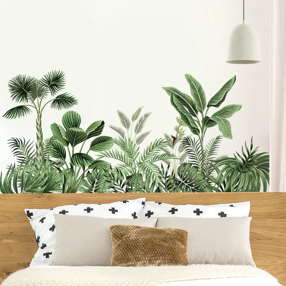 Autocollants muraux plante tropicale Jungle pour salon maison chambre armoire décoration murale auto-adhésif vinyle autocollant papier peint