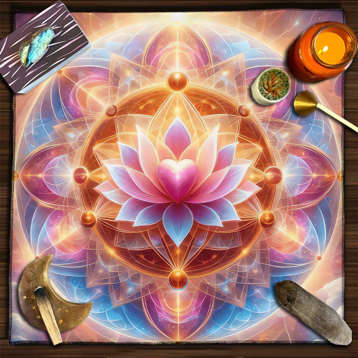 Nappe de Tarot colorée Mandala fleur de vie, avec énergie céleste et tissu d'autel Astral pour tapis de Tarot, décor de Divination