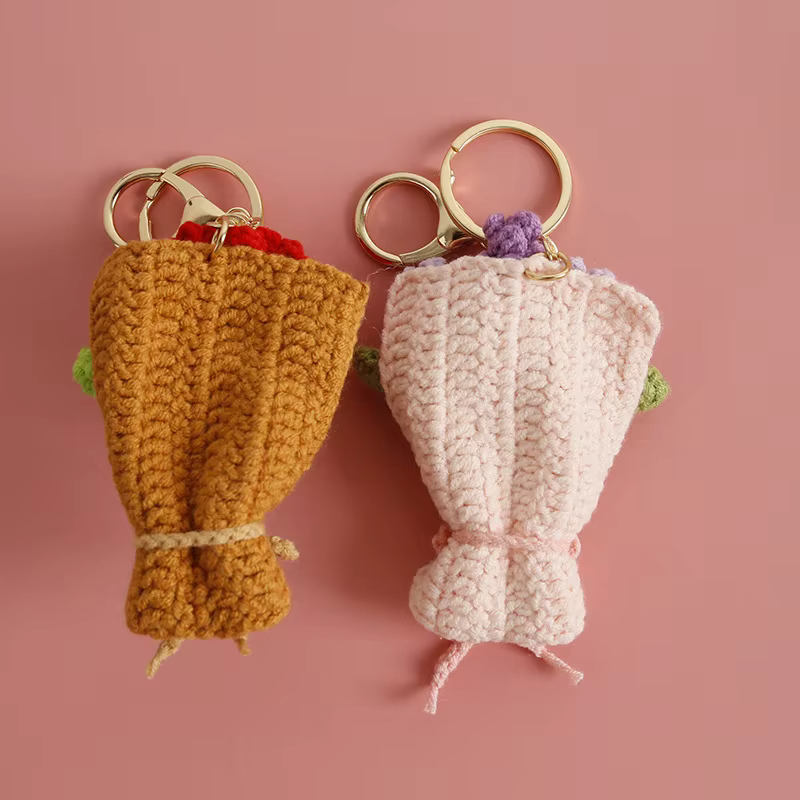 Porte-clés Bouquet de fleurs tricoté créatif