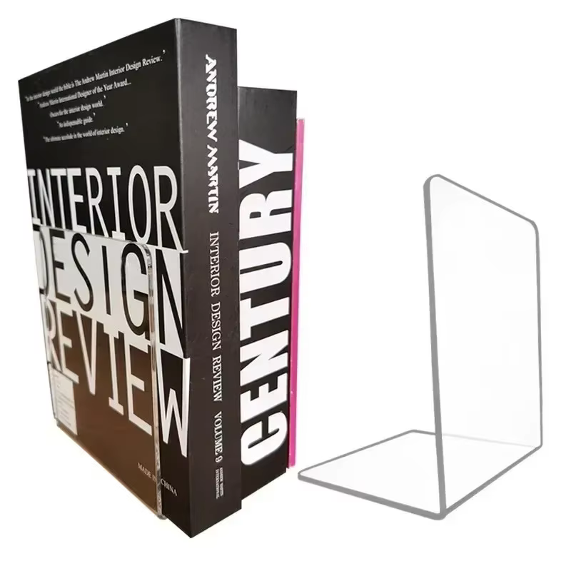Serre-livres en acrylique Transparent, 1 pièce, étagère de bureau, support de rangement décoratif, support de livre, organisateur de papeterie scolaire