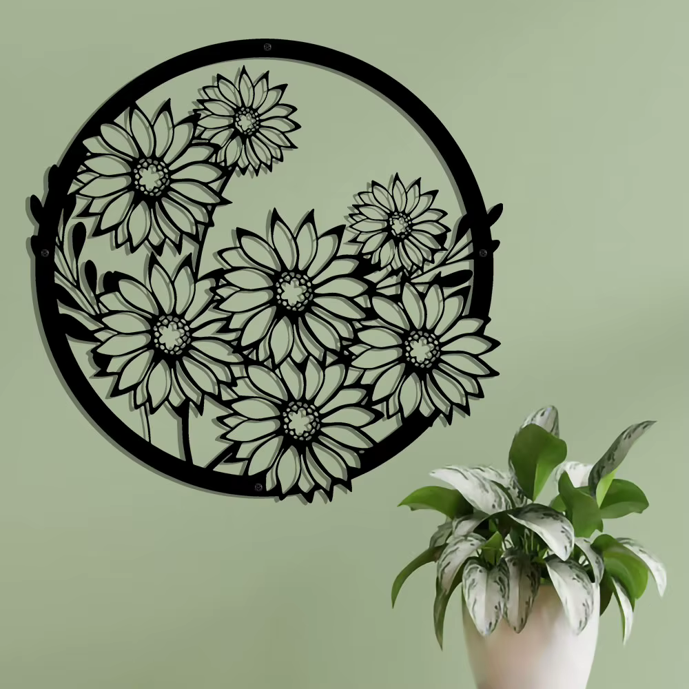 Panneaux de fleurs en métal noir