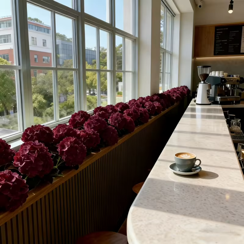 Bouquet de fleurs d'hortensia artificielles bordeaux en gros