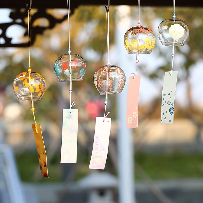 Carillons éoliens de paysage en verre de style japonais Kawaii