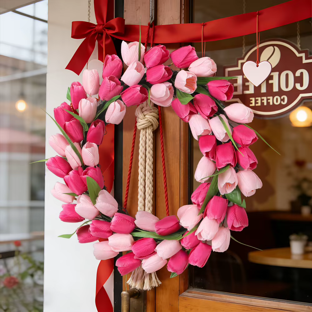 Couronnes de printemps aux fleurs sauvages éclatantes pour porte d'entrée