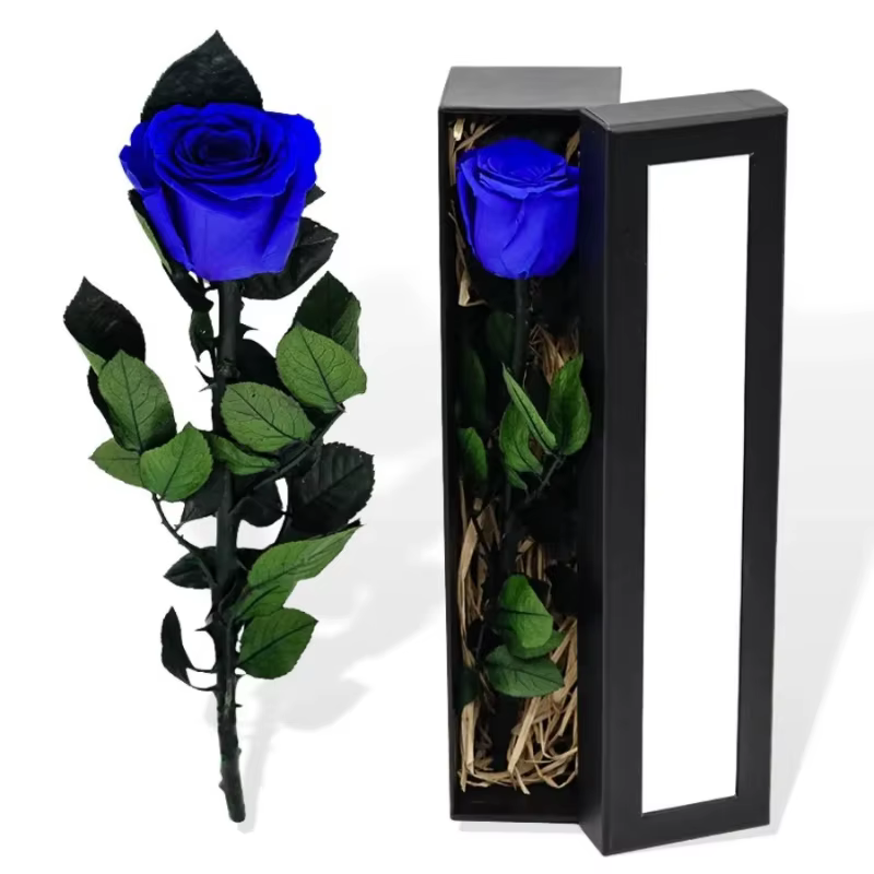 Boîte cadeau de roses à tige unique