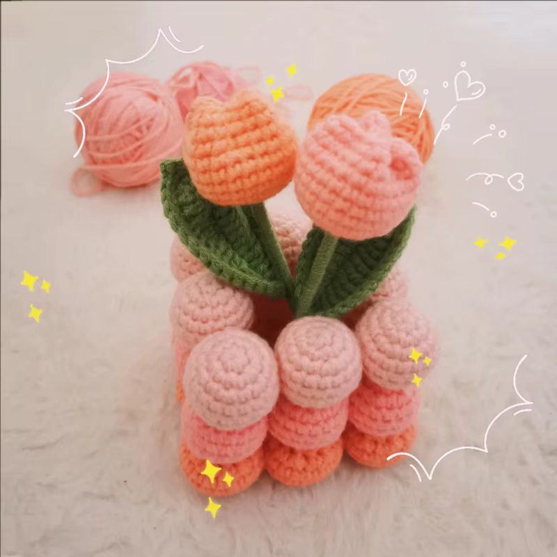 Kit de crochet Fleur de Tulipe pour débutants avec instructions