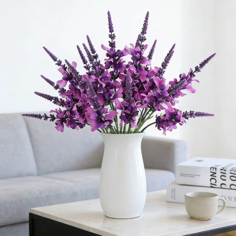 Herbe artificielle de lavande de 16,5 pouces pour la décoration intérieure et extérieure, mariages, hôtels, centres commerciaux, vitrines et accessoires de photographie