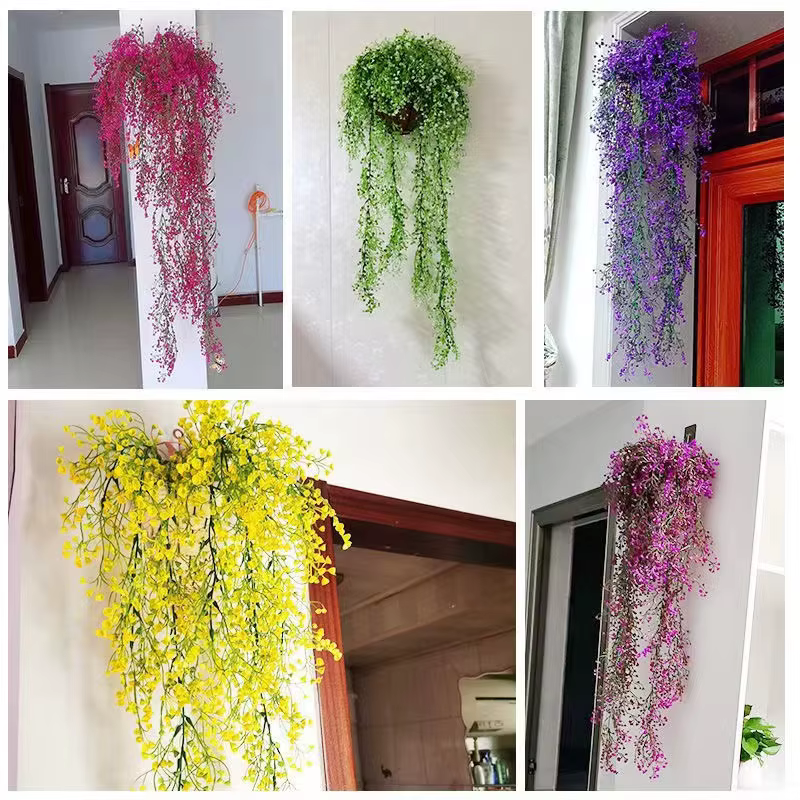 Jardinière de fleurs en rotin et osier faite à la main