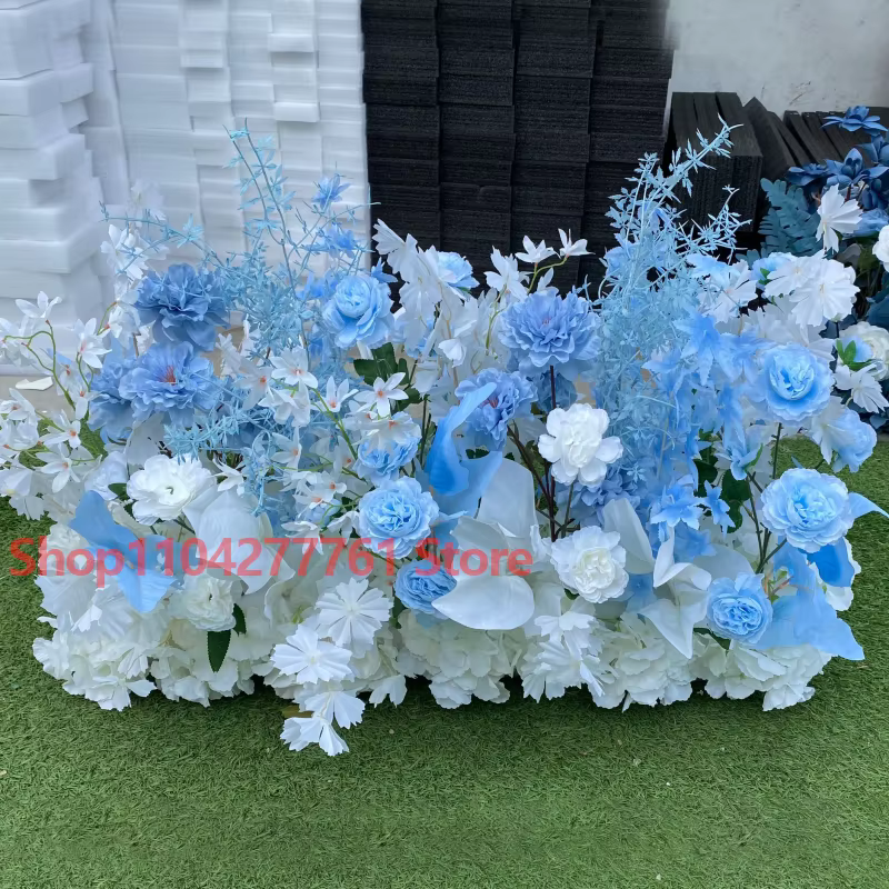 Série Bleue : Plante artificielle de roses et feuilles