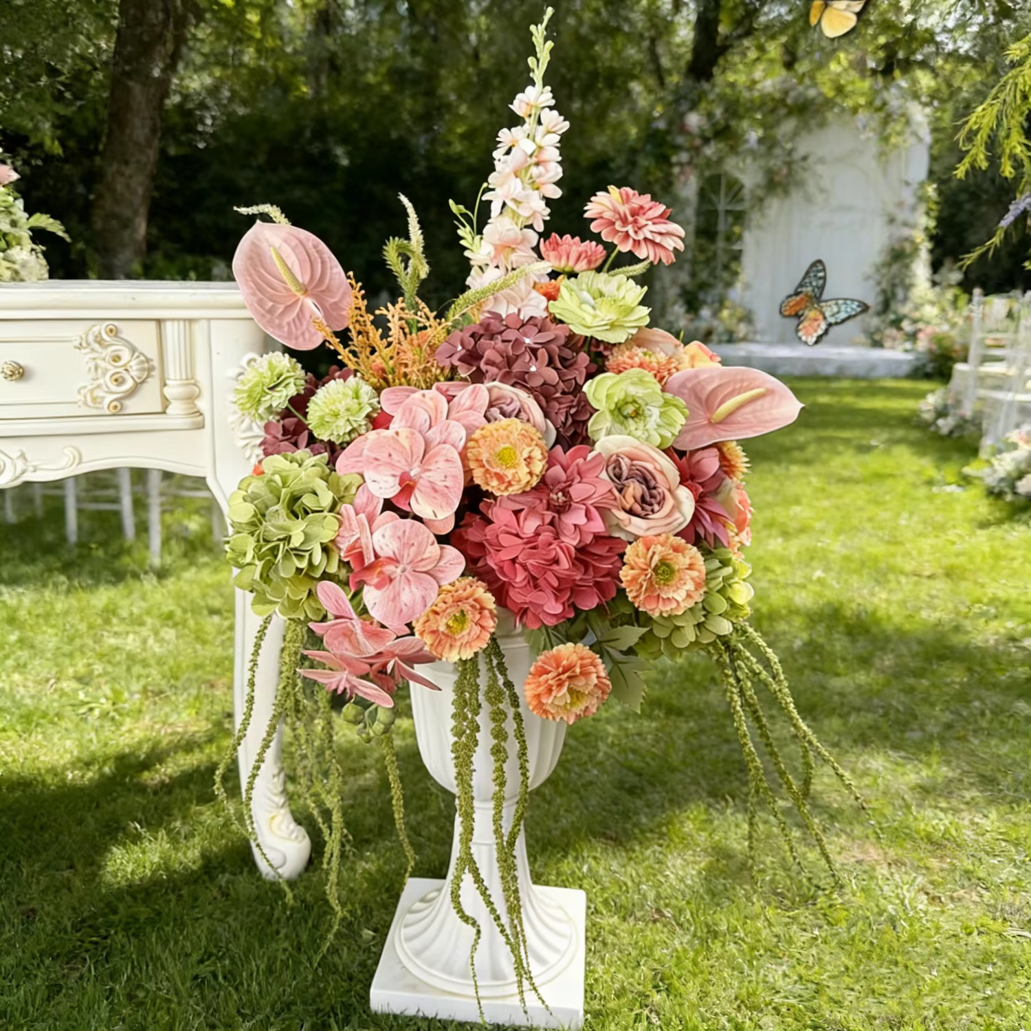Boule de fleurs artificielle de luxe personnalisée pour décoration de mariage