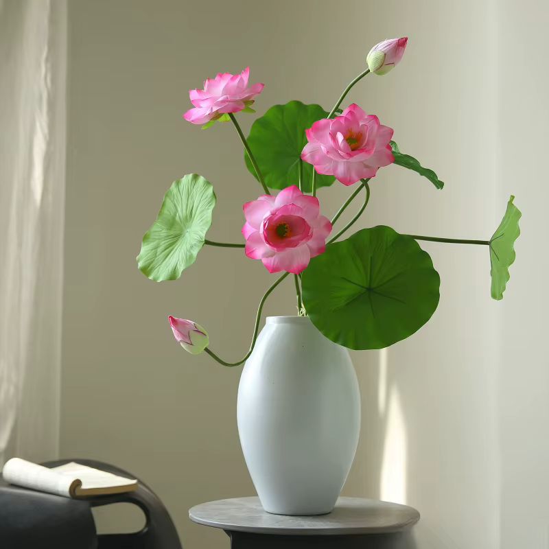 5 pièces de nouvelles branches de lotus roses chinoises