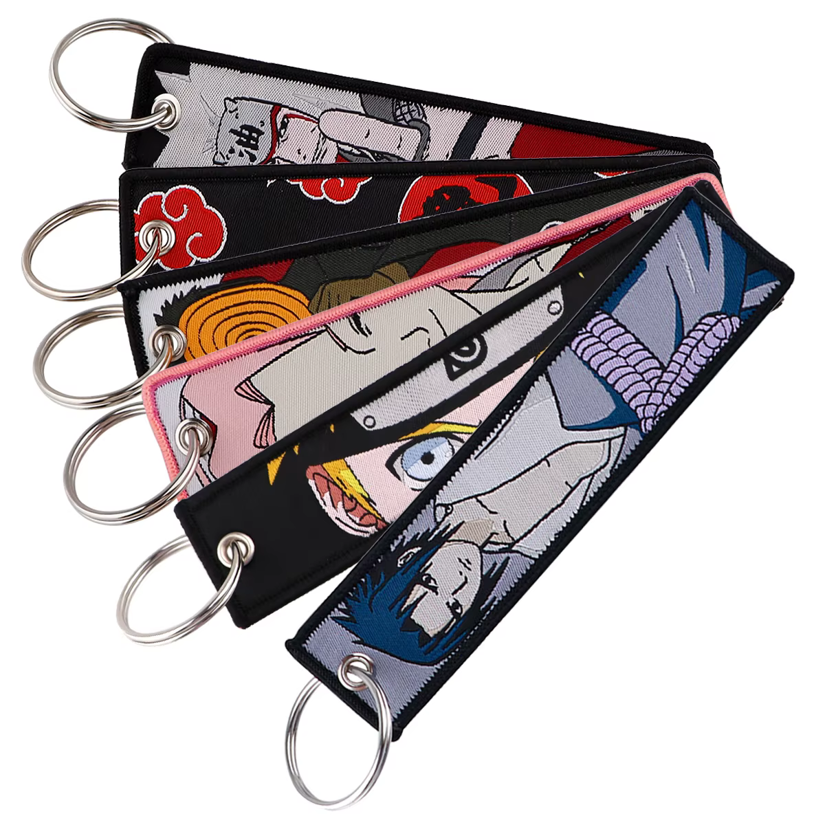 Porte-clés brodé de dessin animé japonais, étiquette pour motos, voitures, sac à dos, Chaveiro, accessoires bijoux à la mode