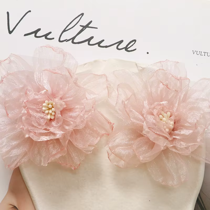 Fleur en organza rose DIY