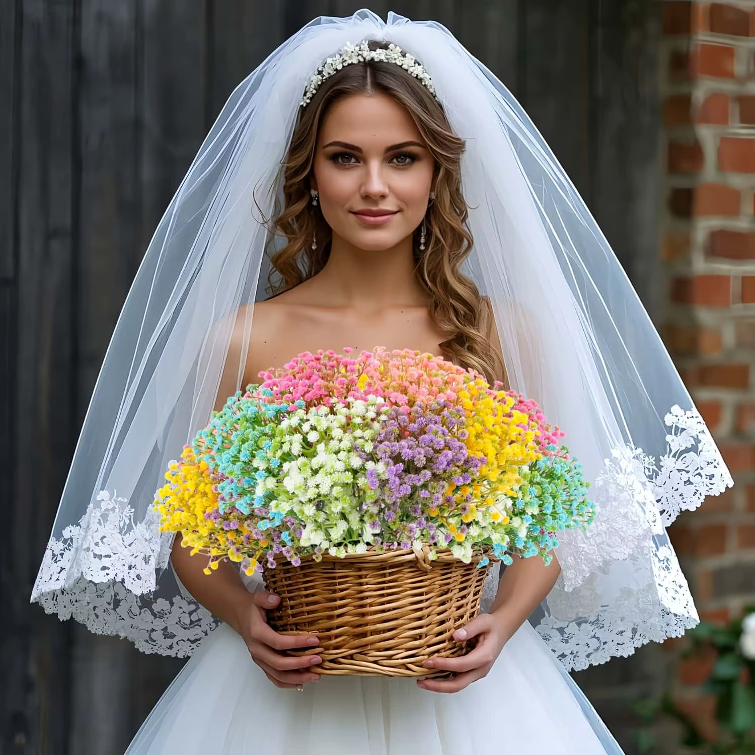 Fleurs artificielles de gypsophile blanches et colorées