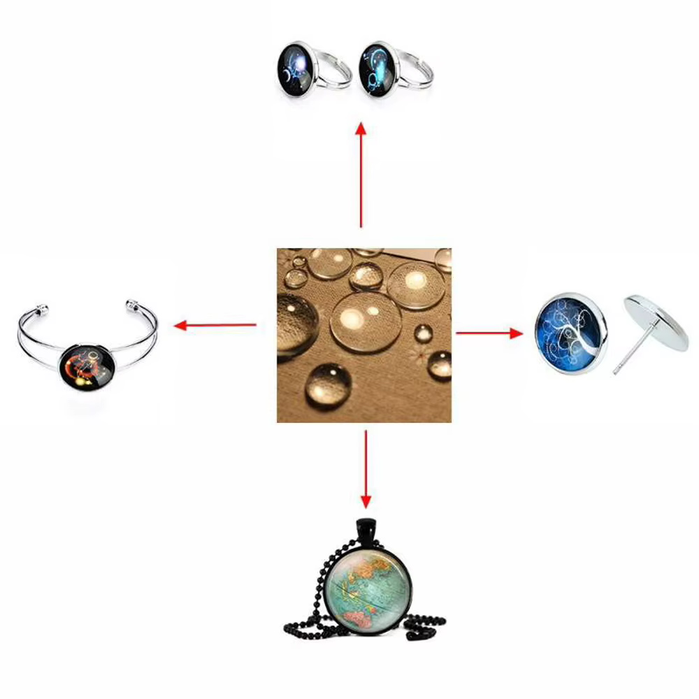 50pcs/100 pièces Cabochon rond en verre de conception personnalisée 12mm/14mm/16mm/18mm/20mm/25mm dessin animé Cabochon à dos plat accessoires de bijoux à bricoler soi-même