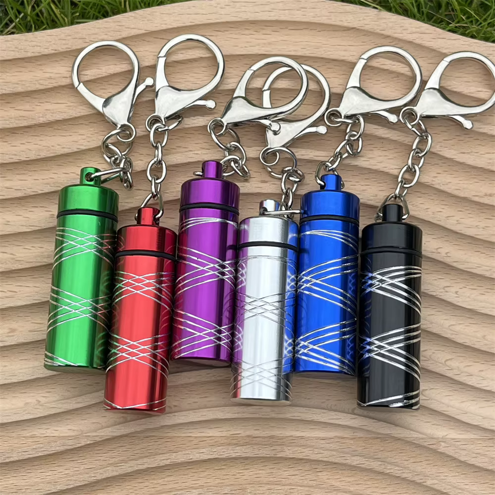Pot en alliage d'aluminium gaufré, boîte à médicaments, boîte à herbes avec porte-clés, réservoir de stockage, bocaux, accessoires pour fumer