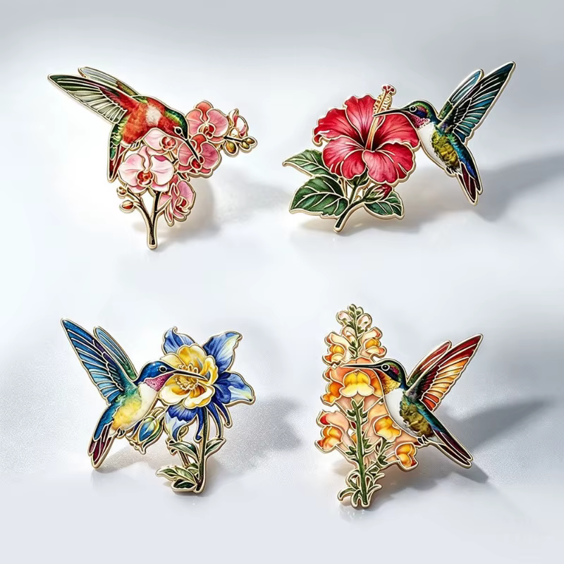 Nouvelle Arrivée Broche Florale Colibri Vintage, Épingles et Badges Métalliques Oiseau Fleur pour Décoration DIY Vêtements, Sacs, Chapeaux, Écharpes, T-shirts, Jeans