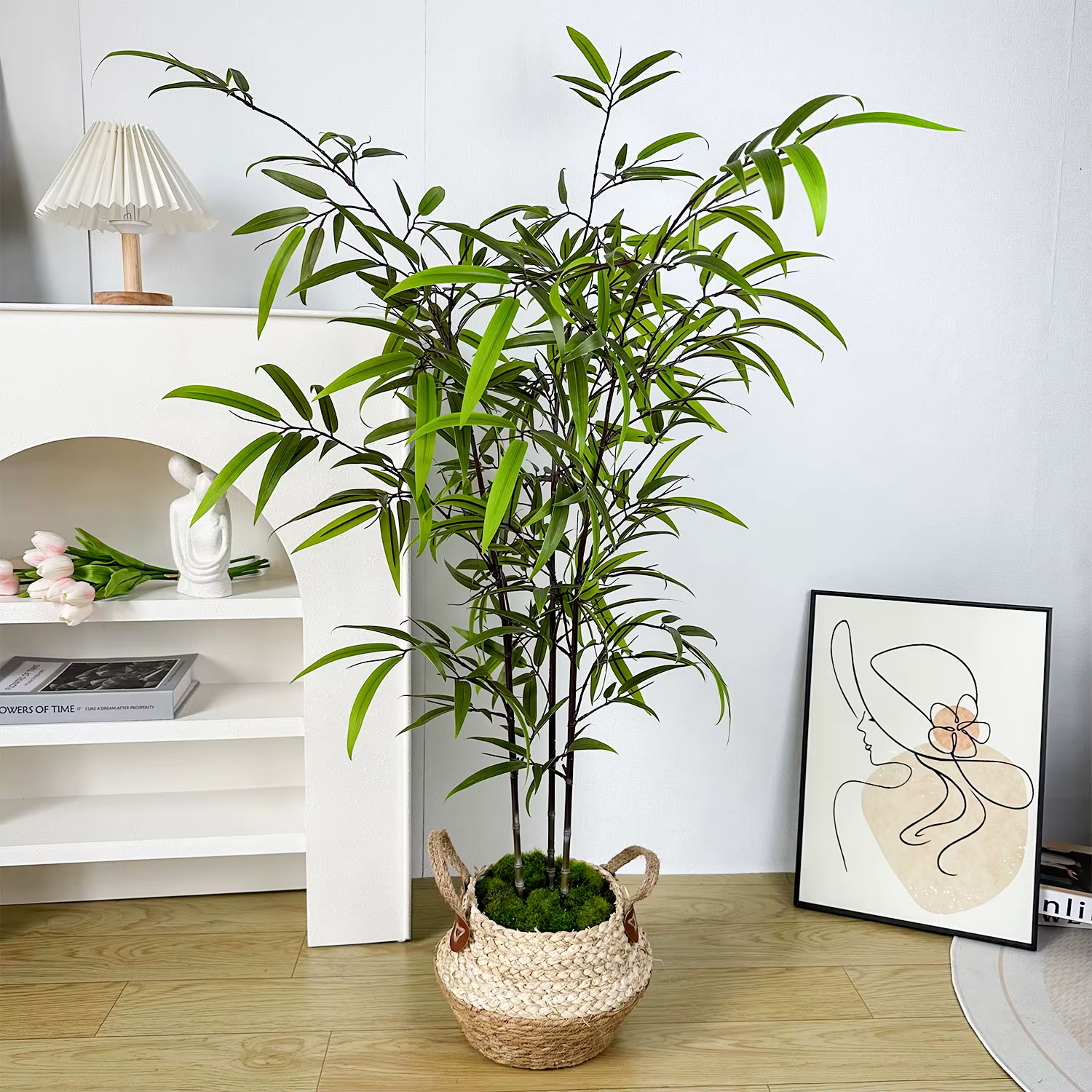Plante artificielle en bambou de 130-210 cm, arbre artificiel réaliste, résistant aux UV, feuilles de palmier artificielles hautes pour la décoration intérieure de la maison et du bureau