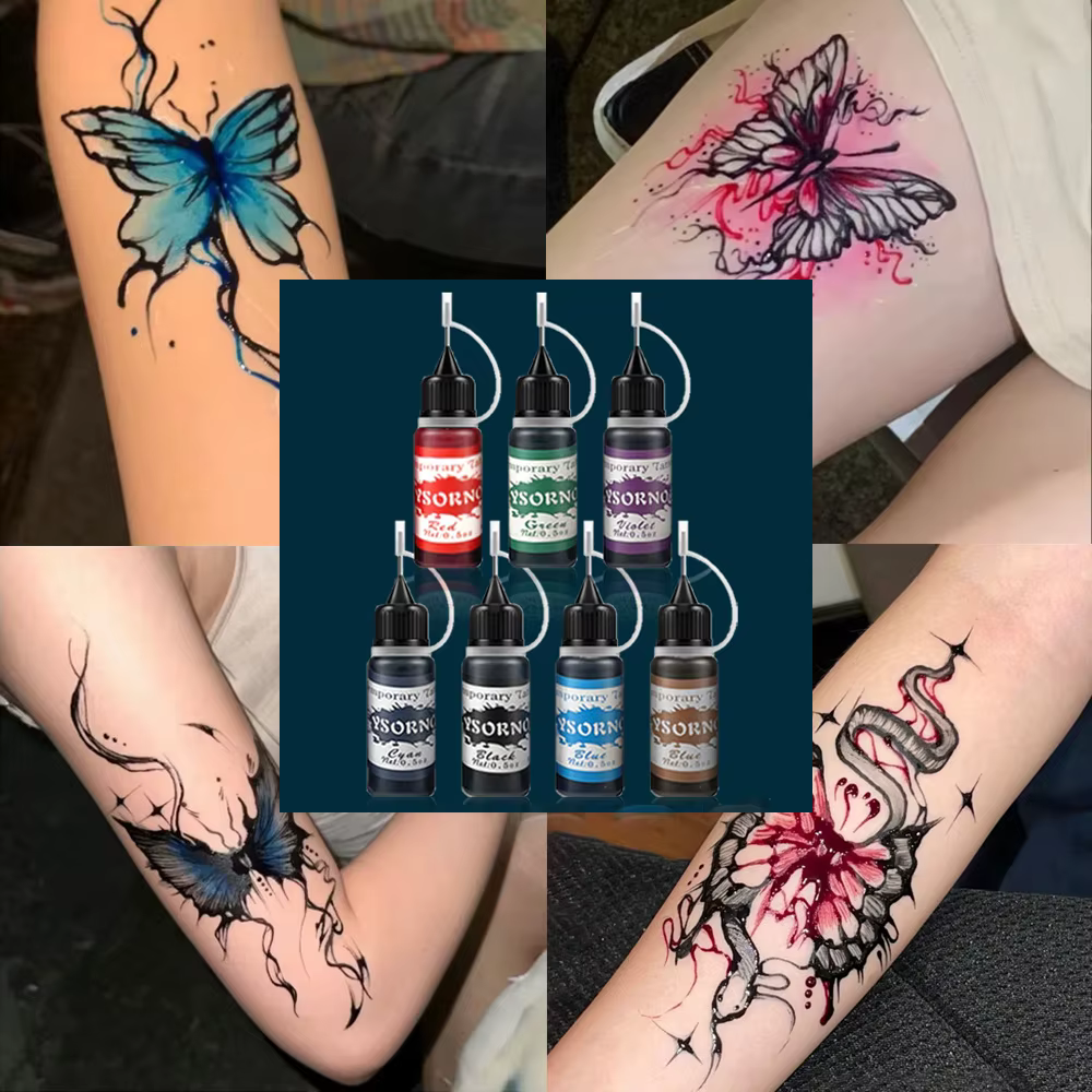 Encre de tatouage temporaire au henné, extraits de plantes, gel de fruits organiques naturels, peinture pour le corps, longue durée, sûr, étanche, pâte de tatouage bricolage