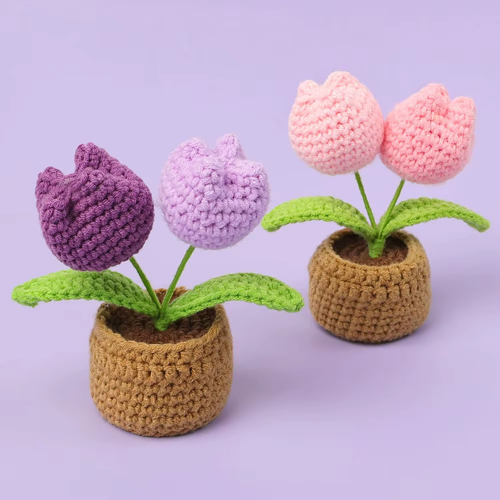 Belle tulipe Crochet en pot tricoté tulipes