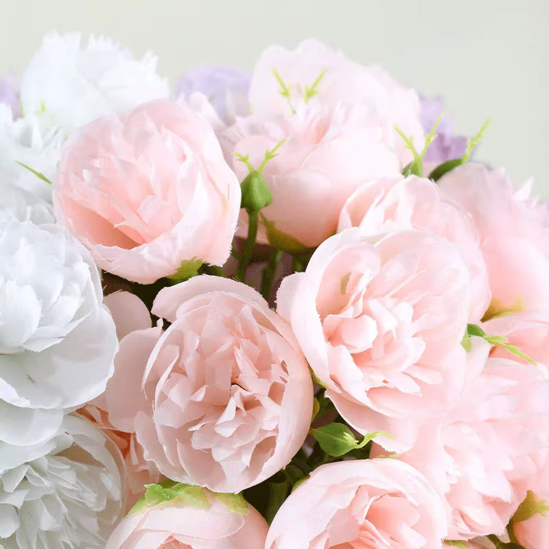Rose Rose pivoine fleurs artificielles Bouquet de soie 27 têtes Roses fausse fleur pour Vase de Table organiser les plantes de décoration de mariage à la maison