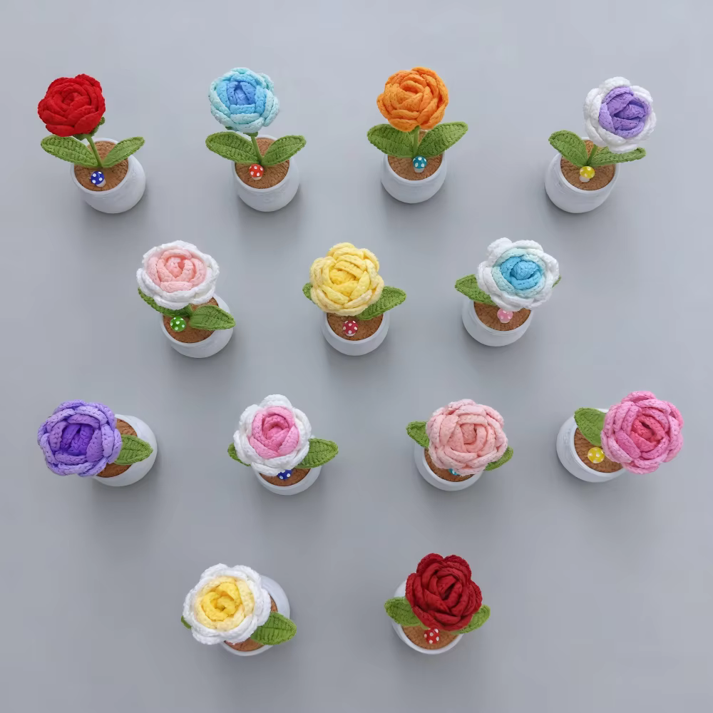Rose française en Crochet faite à la main
