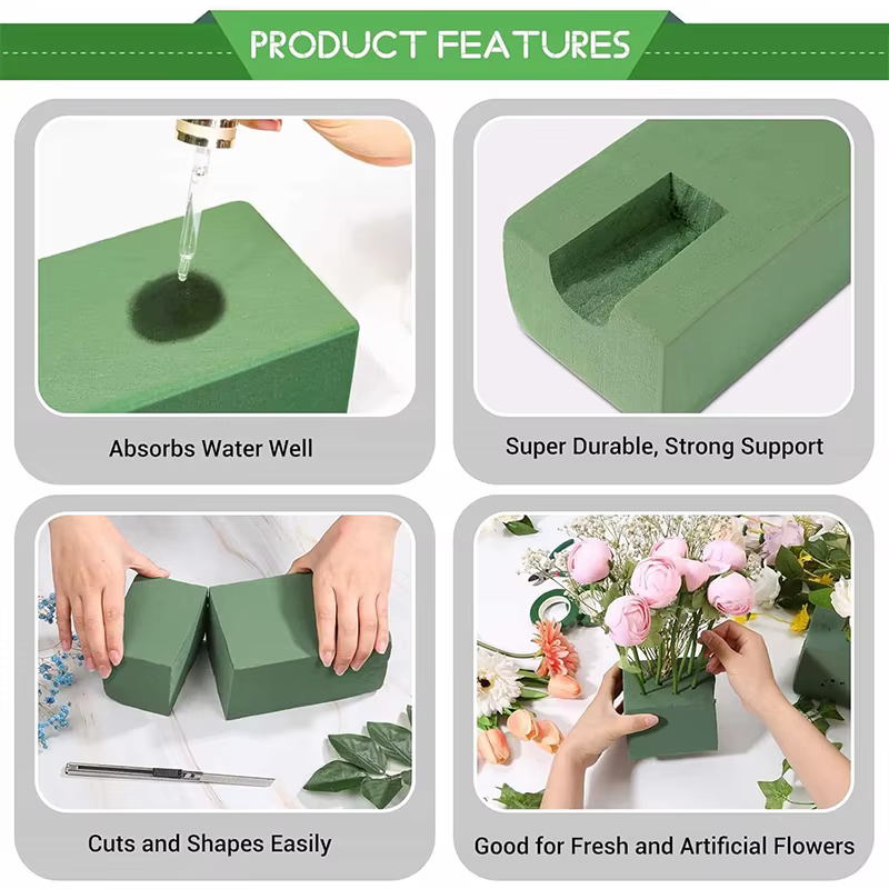 Mousse de fleurs carrée verte pour arrangements floraux