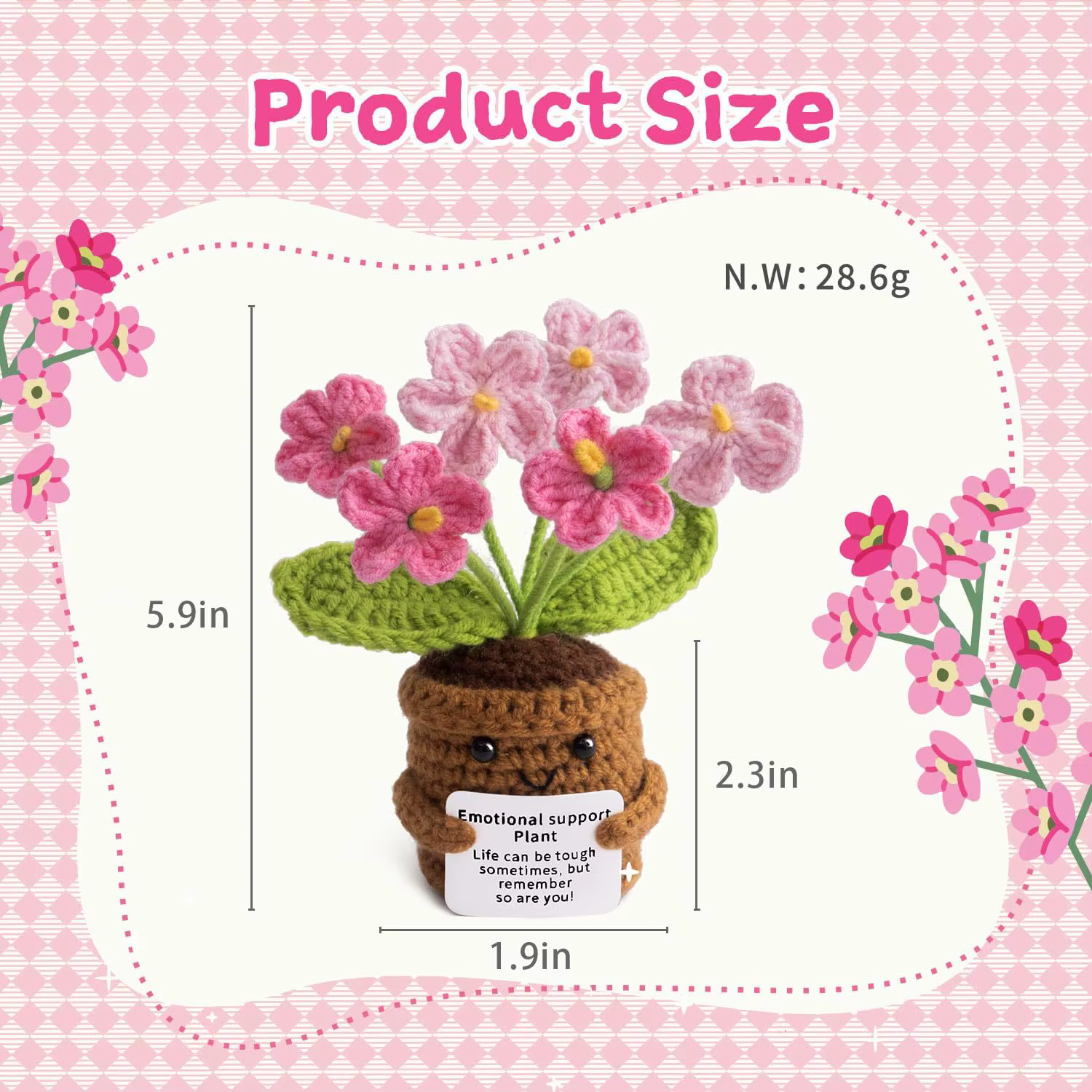 Crochet de fleurs positives fait main - La vie est difficile