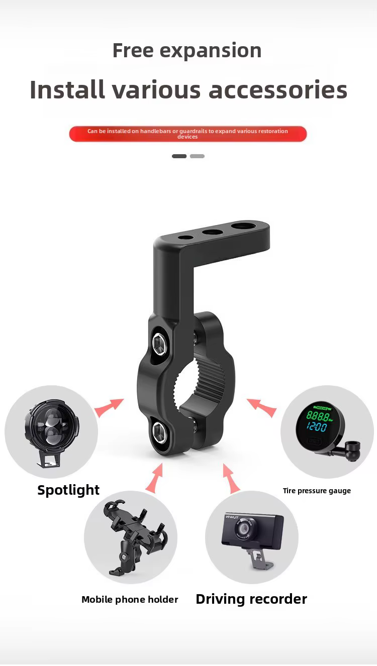 Support de guidon de moto en aluminium, support d'accessoires de moto, accessoires de moto pour la Navigation électronique supplémentaire