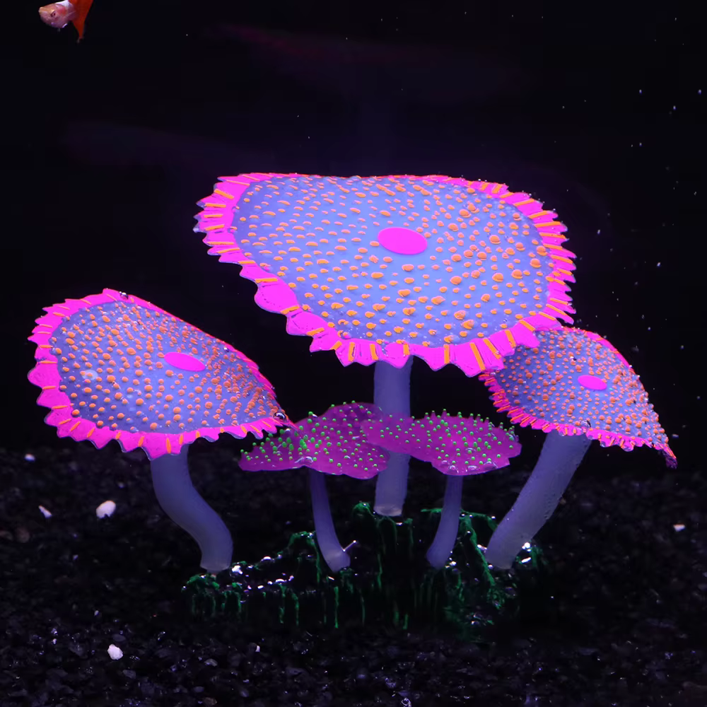 Décoration de corail fluorescent en silicone pour aquarium avec plantes lumineuses pour l'aménagement paysager sous-marin